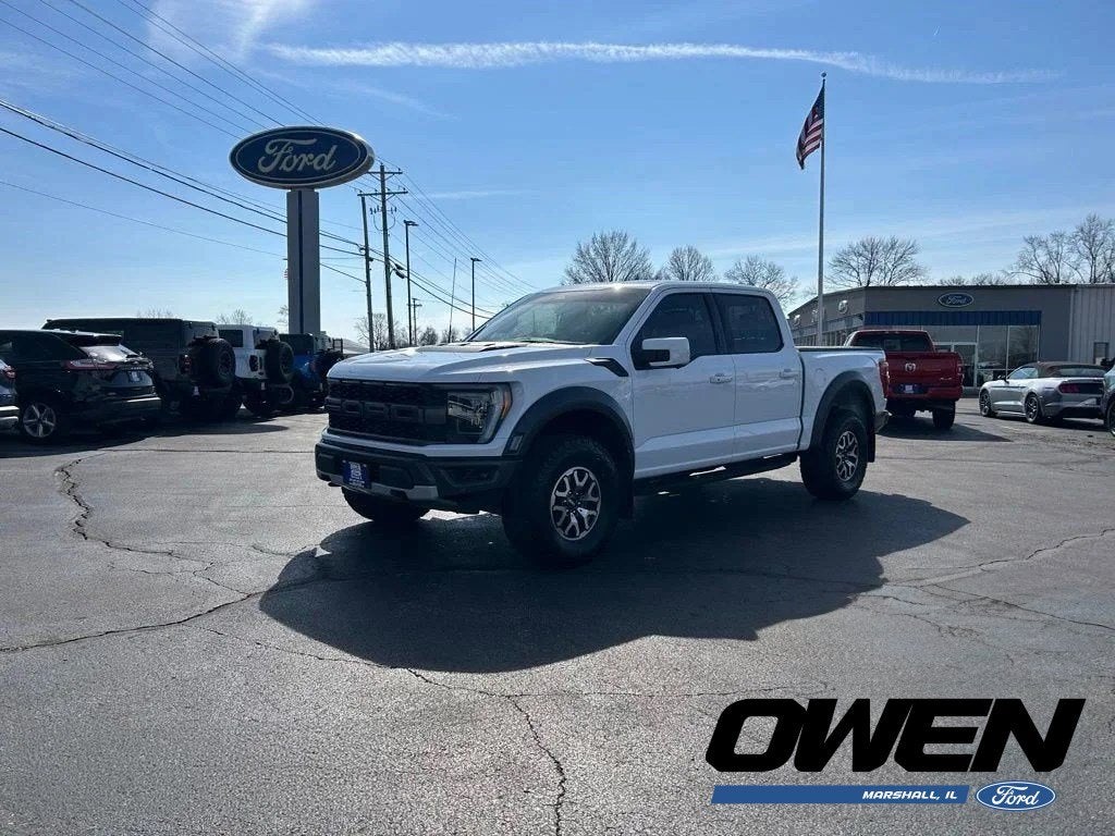 2022 Ford F-150 Raptor in Oxford White — front three-quarter view