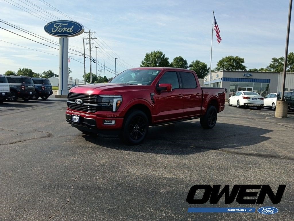 2026 Ford F-150 Platinum in Ruby Red Metallic Tinted Clearcoat — front three-quarter view
