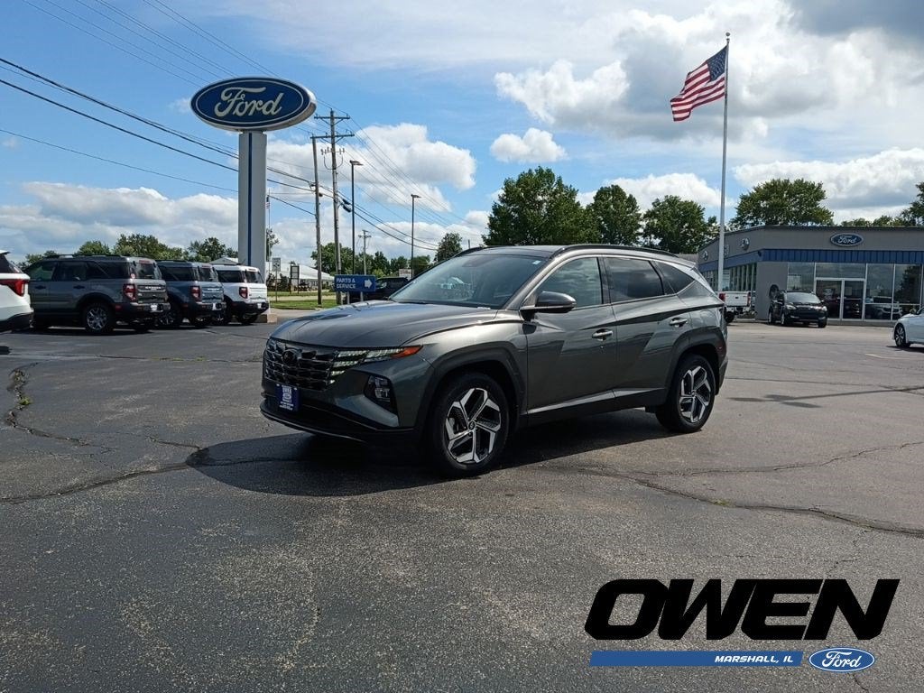 2023 Hyundai Tucson Limited in Amazon Gray — front three-quarter view